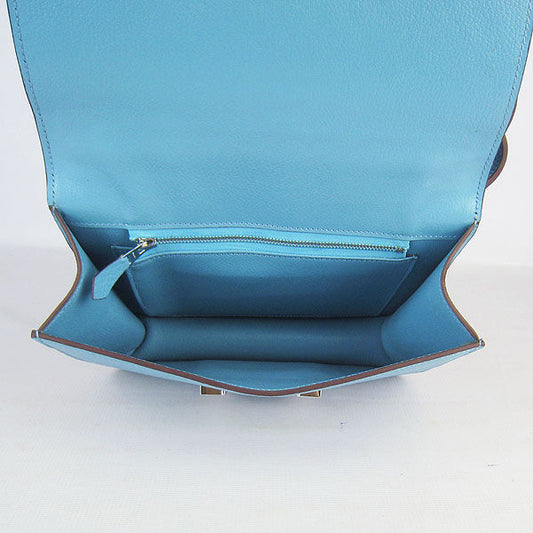 Luxury Hermes Constance Cowskin Leather Bag H017 light blue silver