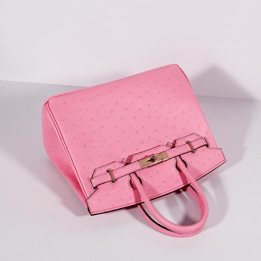 Luxury Hermes Birkin 30cm Ostrich Leather With Strap Pink Gold