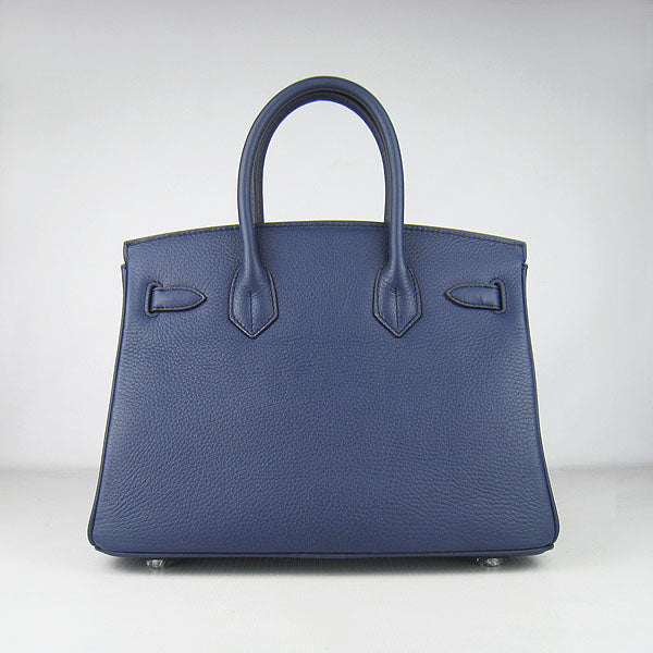 Luxury Hermes Birkin 30cm Togo Leather Handbags Dark Blue Silver