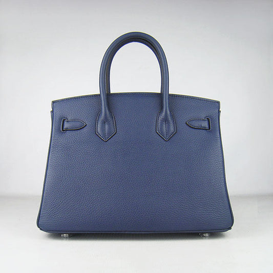 Luxury Hermes Birkin 30cm Togo Leather Handbags Dark Blue Silver