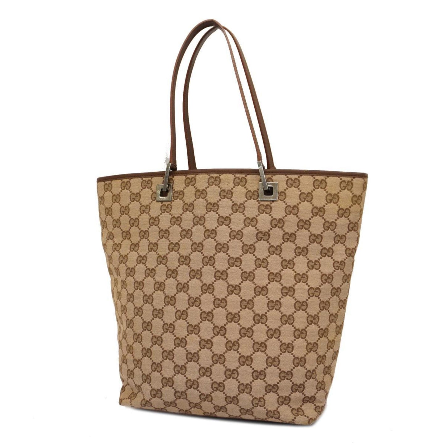 Gucci Gg Canvas  Calfskin Tote Bag