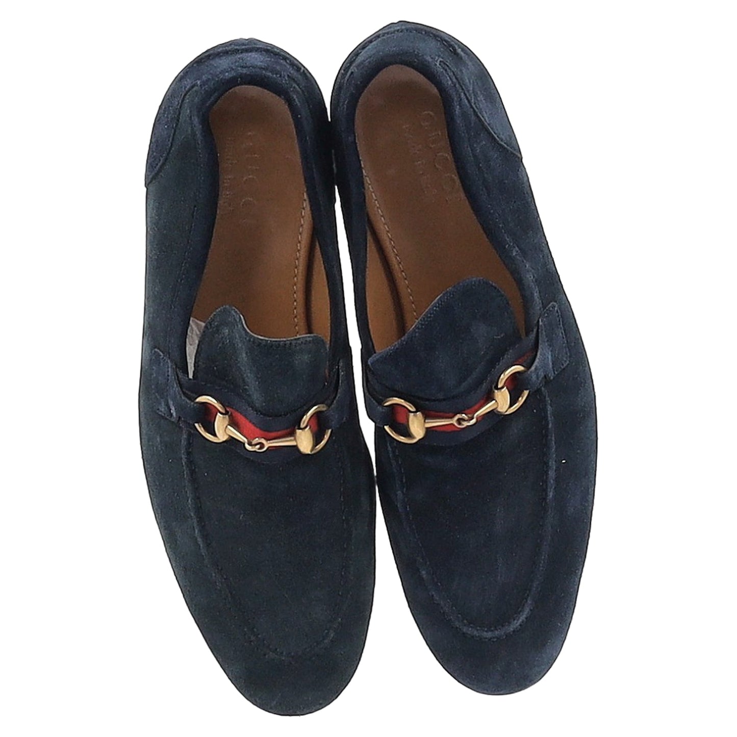 Gucci Web Horsebit Loafers in Navy Blue Suede