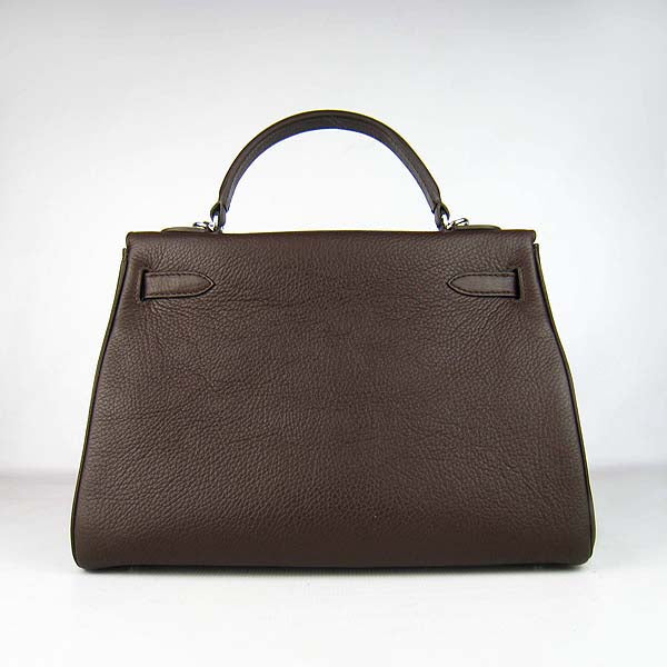 Luxury Hermes Kelly 32cm Togo Leather 6108 Dark Coffee Silver