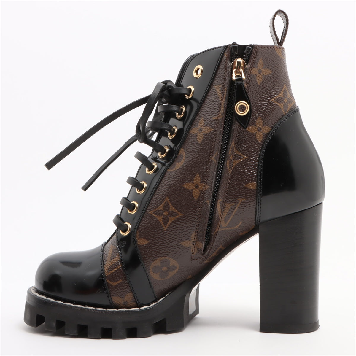 Louis Vuitton 21 years PVC  Leather Boots 35  Black × Brown MA1211 Monogram Homo