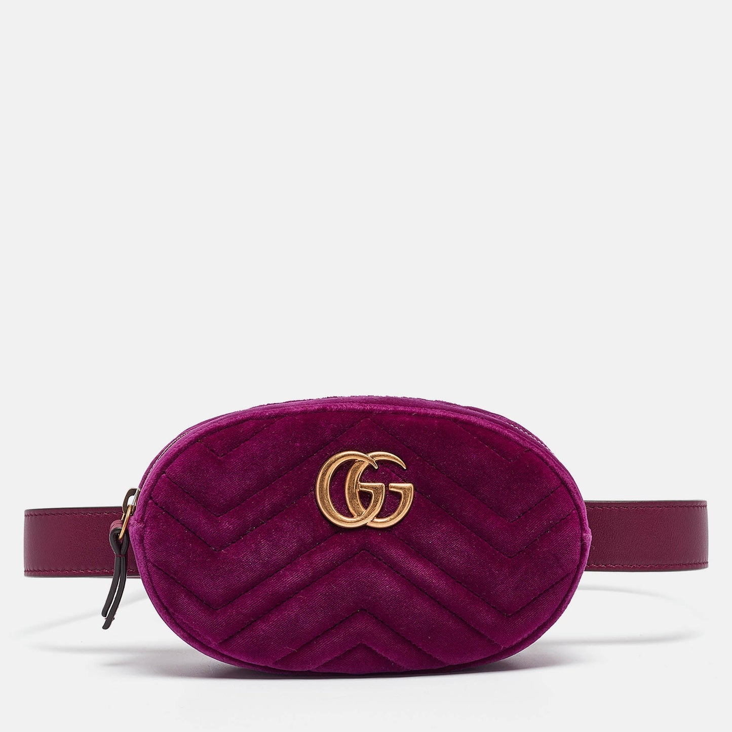 Luxury Gucci Trending 2025 Purple Matelass&eacute; Velvet Mini GG Marmont Belt Bag