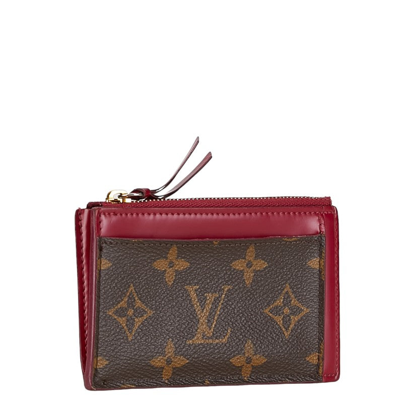 Louis Vuitton Monogram Portecourt Zip Coin Box Card Case M67889 Brown Wine Red PVC Leather  Louis Vuitton