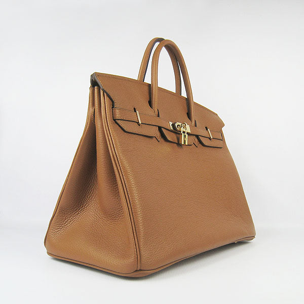 Luxury Hermes Birkin 35cm Togo Leather Handbags 6099 Light Coffee Golde