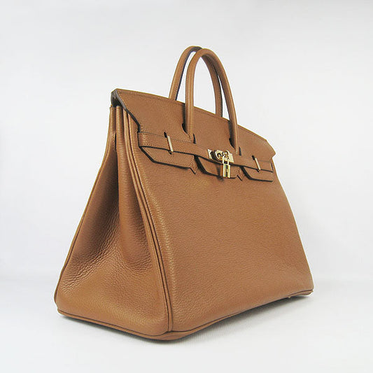 Luxury Hermes Birkin 35cm Togo Leather Handbags 6099 Light Coffee Golde