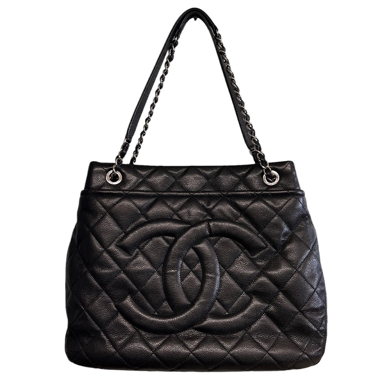 Luxury Chanel bag Black Quilted Caviar Timeless Soft Shopper Tote