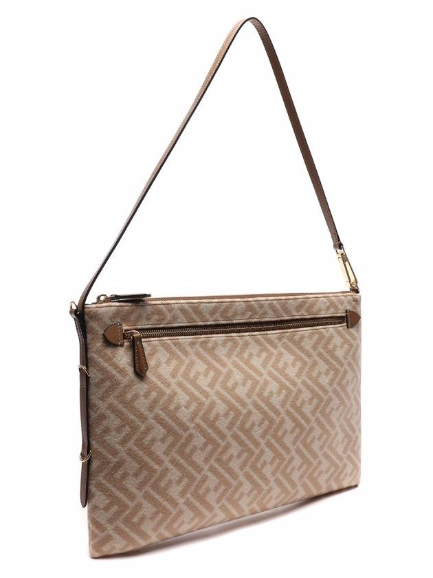 Luxury Fendi FF Logo Vertigo Clutch Bag Beige