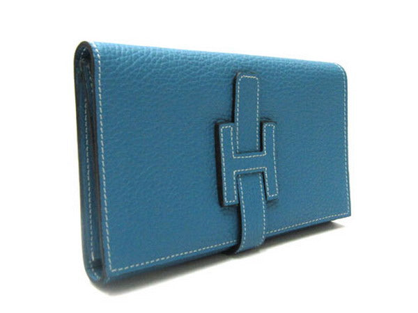 Luxury Hermes Wallet H1125 Wallet Cow Leather Blue