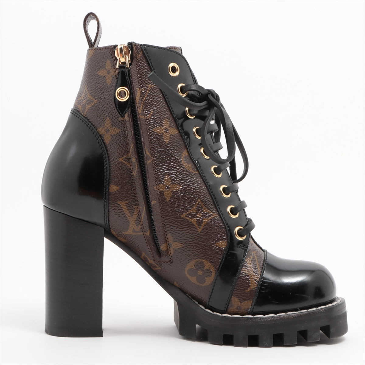 Louis Vuitton 21 years PVC  Leather Boots 35  Black × Brown MA1211 Monogram Homo