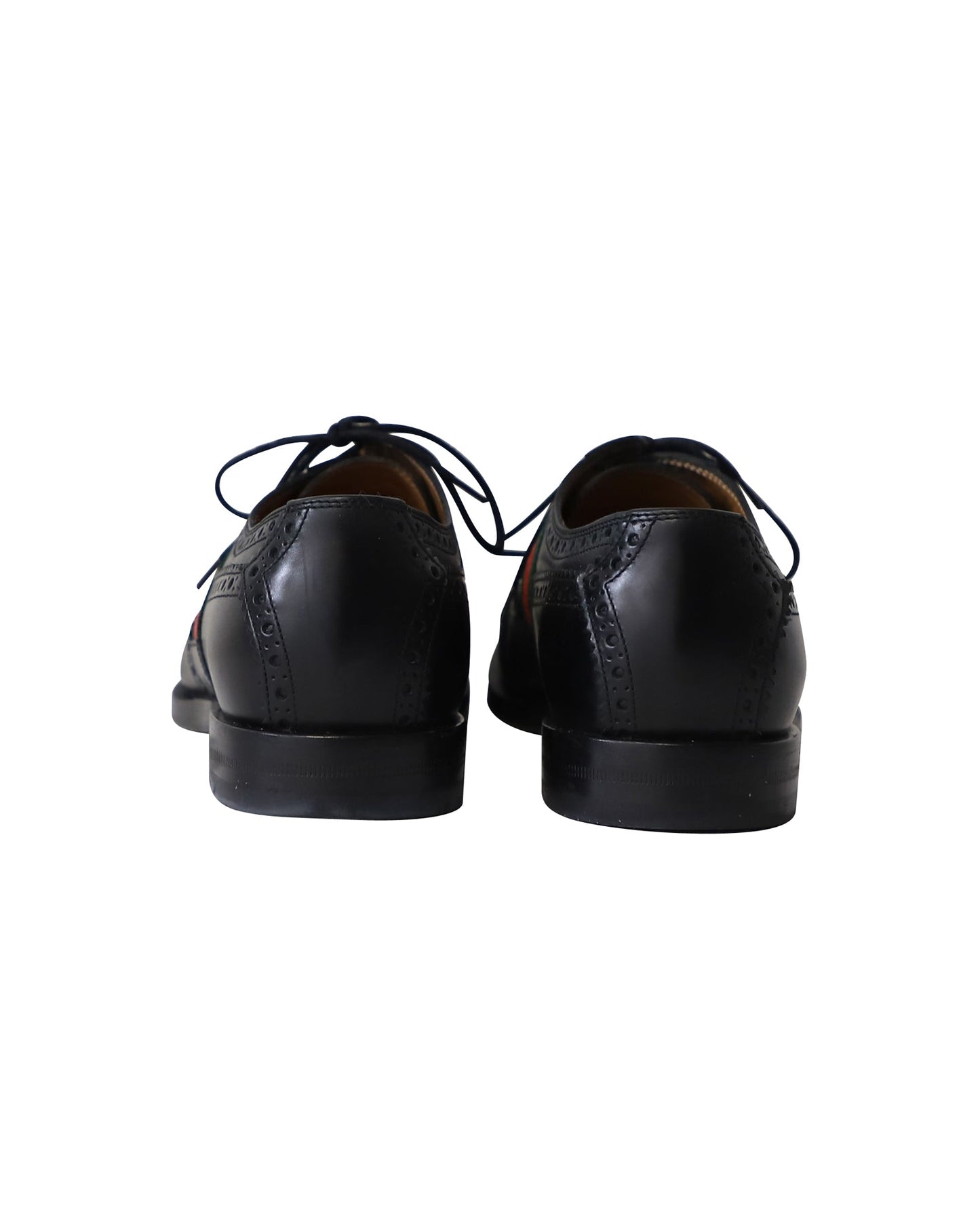Luxury Gucci Trending 2025 Brogue Bee Web Detail Lace Up Oxfords in Black Leather