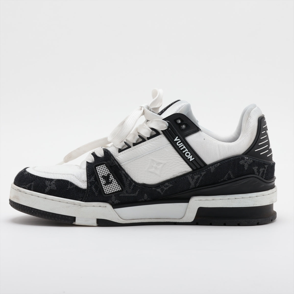 Louis Vuitton LV Trainer Line 23 Years Denim  Leather Trainers 7 Men Black × White MS0283 Monogram