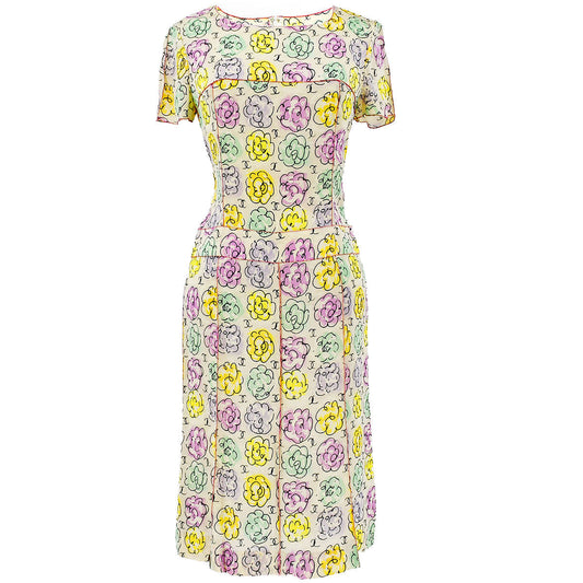 Luxury Chanel 1998 high-summer camellia-print silk dress #38