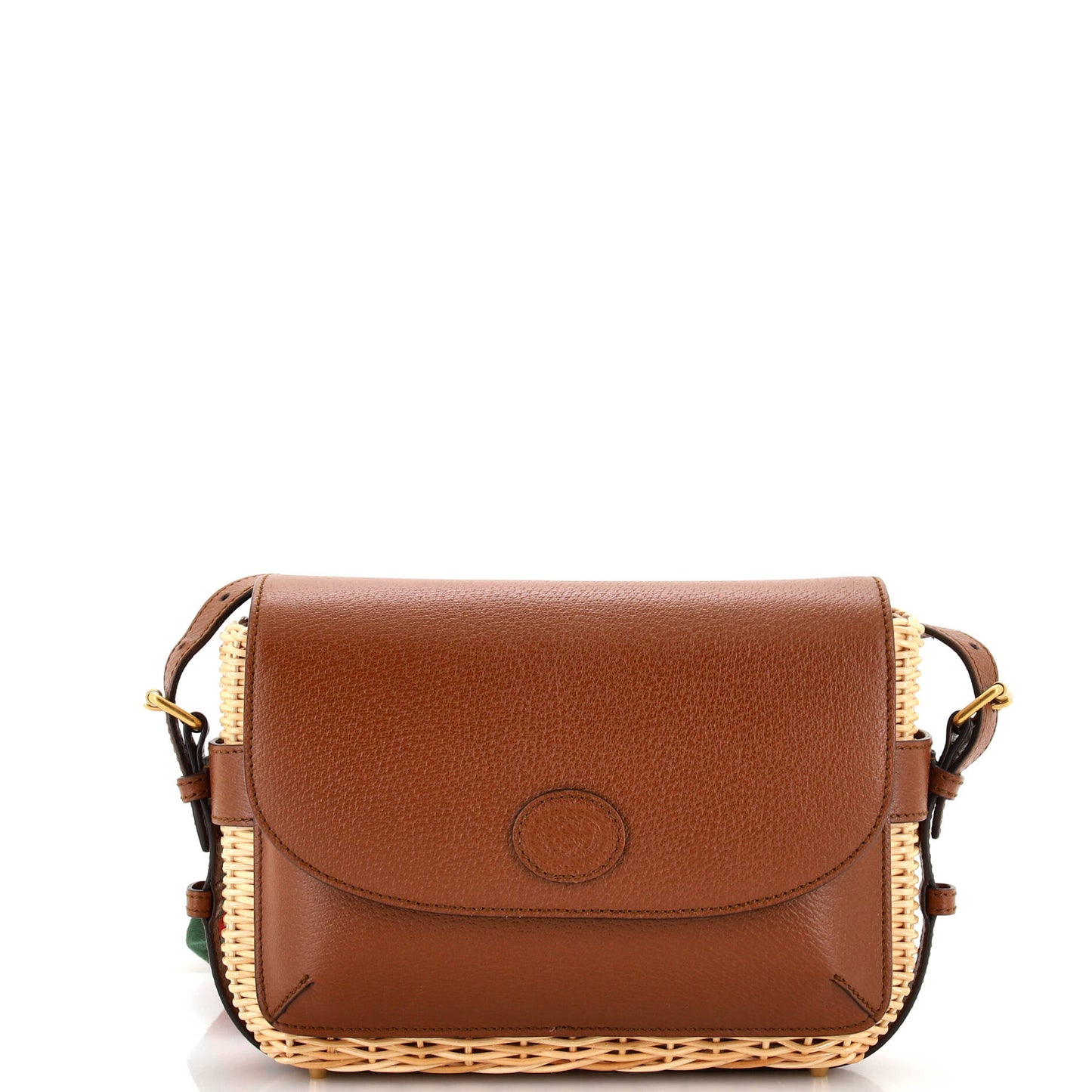 Luxury Gucci Trending 2025 Interlocking G Patch Flap Shoulder Bag Wicker and Leather Small