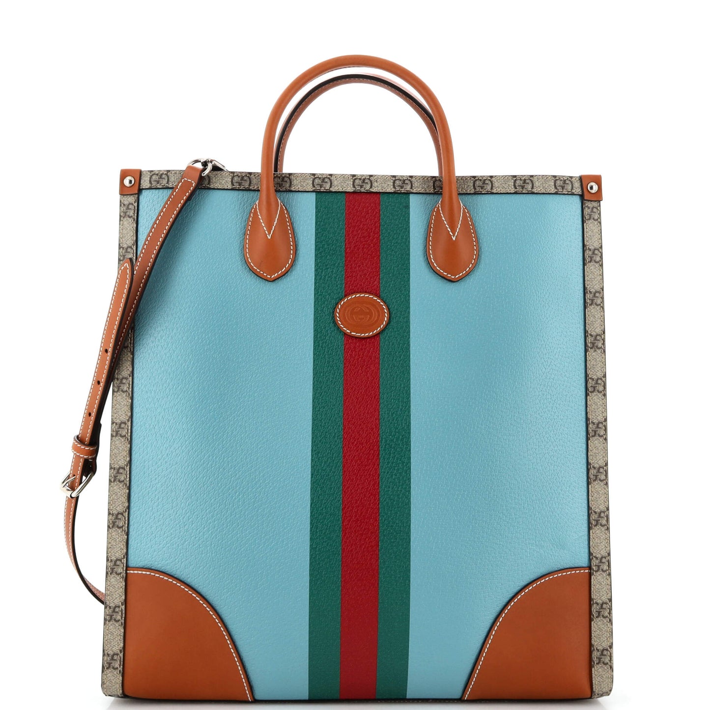 Luxury Gucci Trending 2025 Interlocking G Web Tote Limited Edition Lunar New Year Leather with GG Coated Canvas Vertical