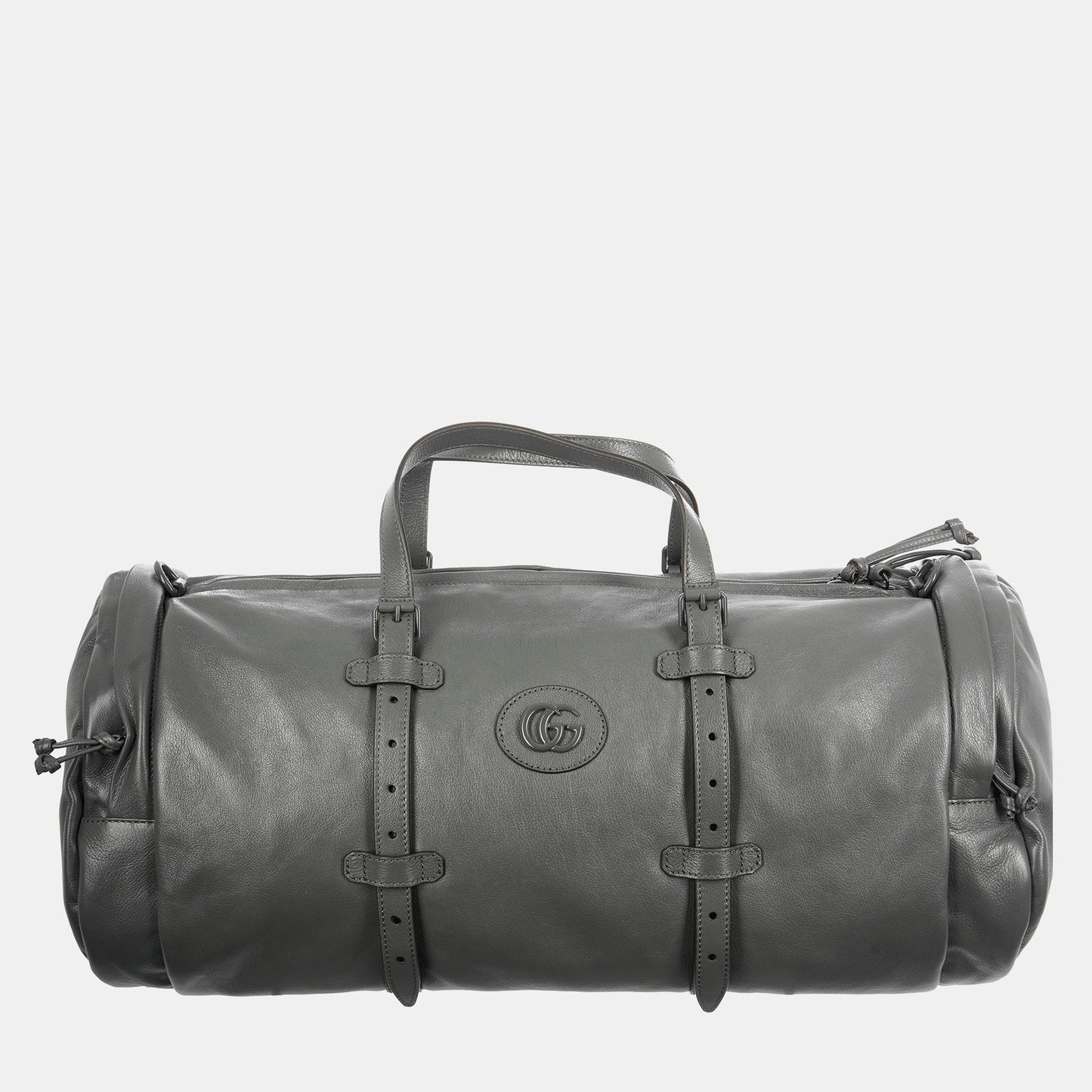 Luxury Gucci Trending 2025 Grey Leather Tonal Double GG Large Duffle Bag