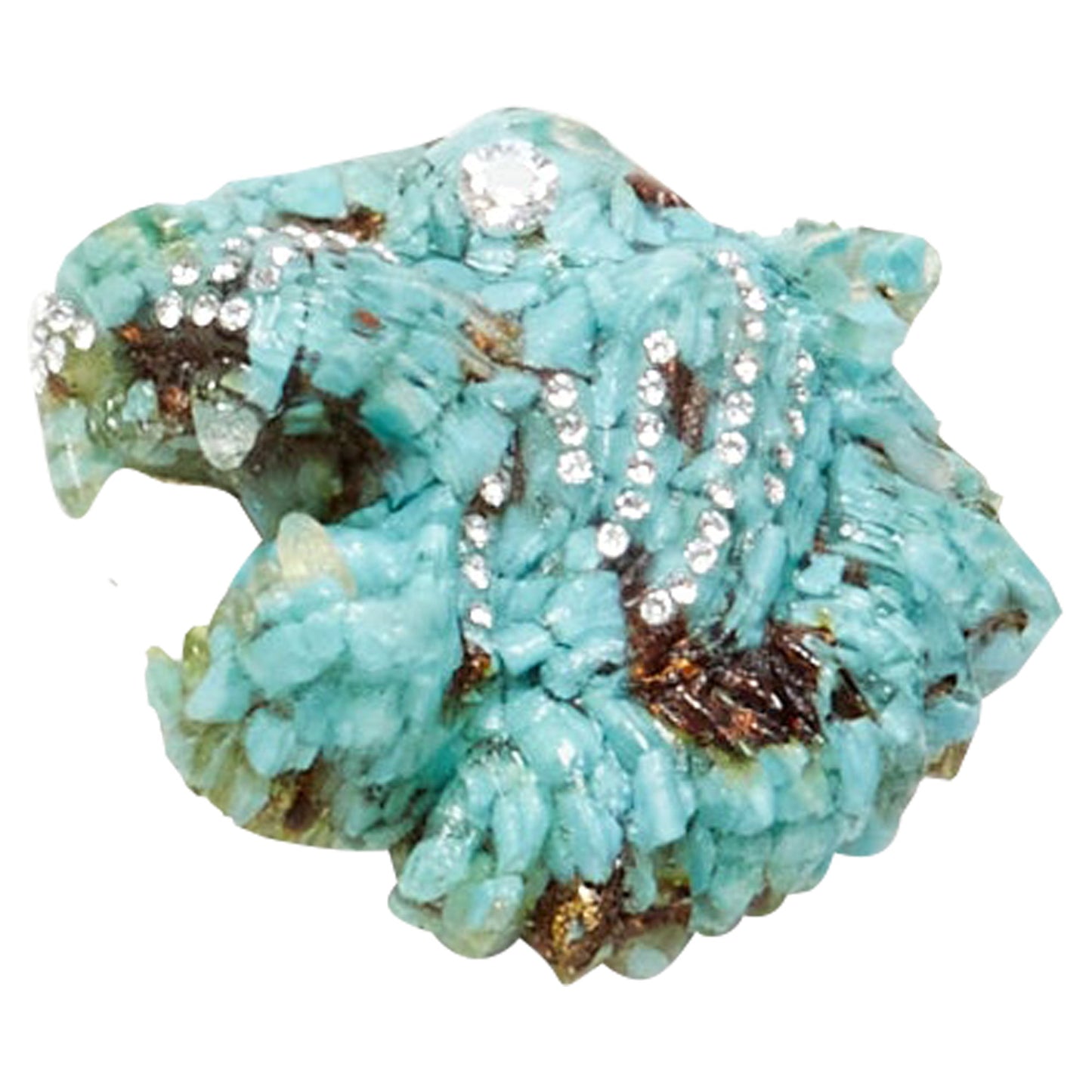 Gucci blue resin faux amber crystal tiger brooch