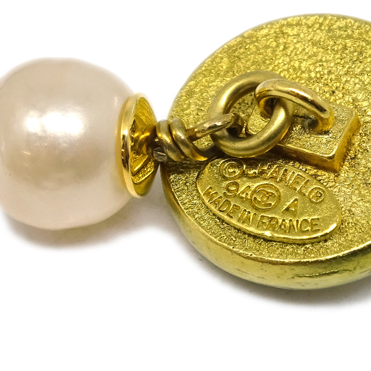 Chanel Cuffs Button Artificial Pearl Gold 94A Small New