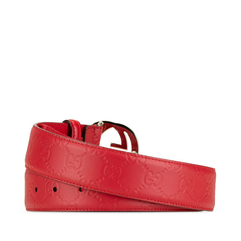 Gucci Interlocking G Leather Belt Red Gold
