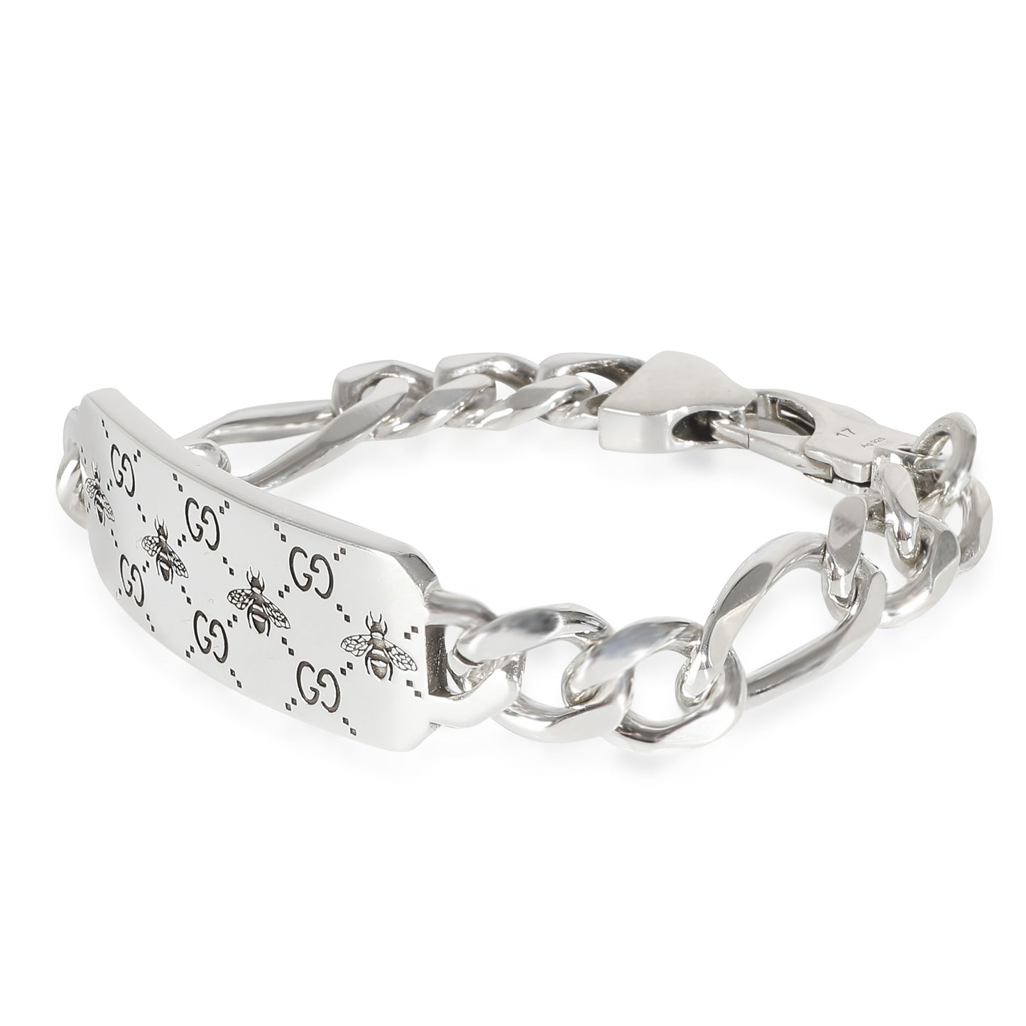 Luxury Gucci Trending 2025 GG & Bee Engraved Bracelet in Sterling Silver