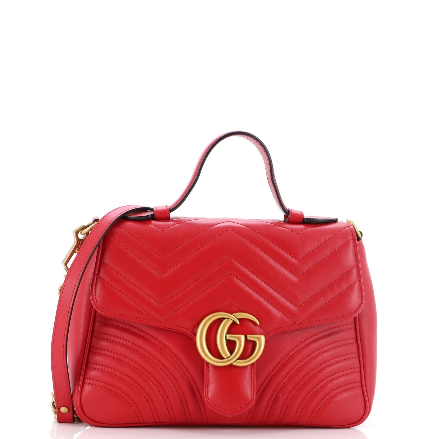 Luxury Gucci Trending 2025 GG Marmont Top Handle Flap Bag Matelasse Leather Small