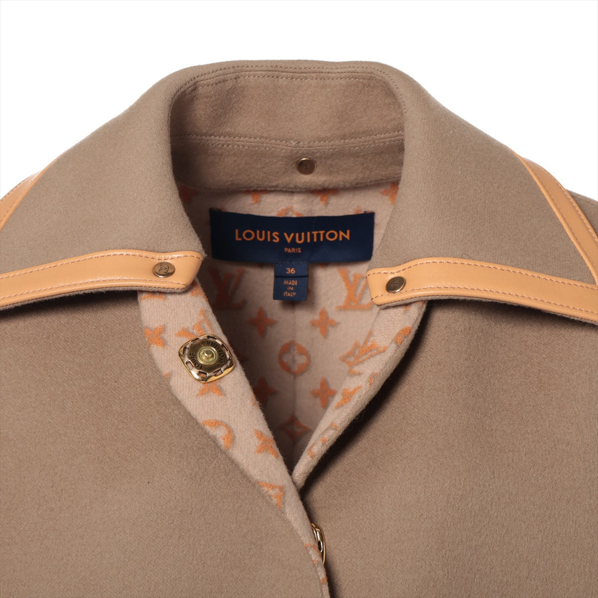 Louis Vuitton 23AW Wool x Silk Coat 36  Brown Removable Bubble Color Double Face Coat RW232W Removable Wool