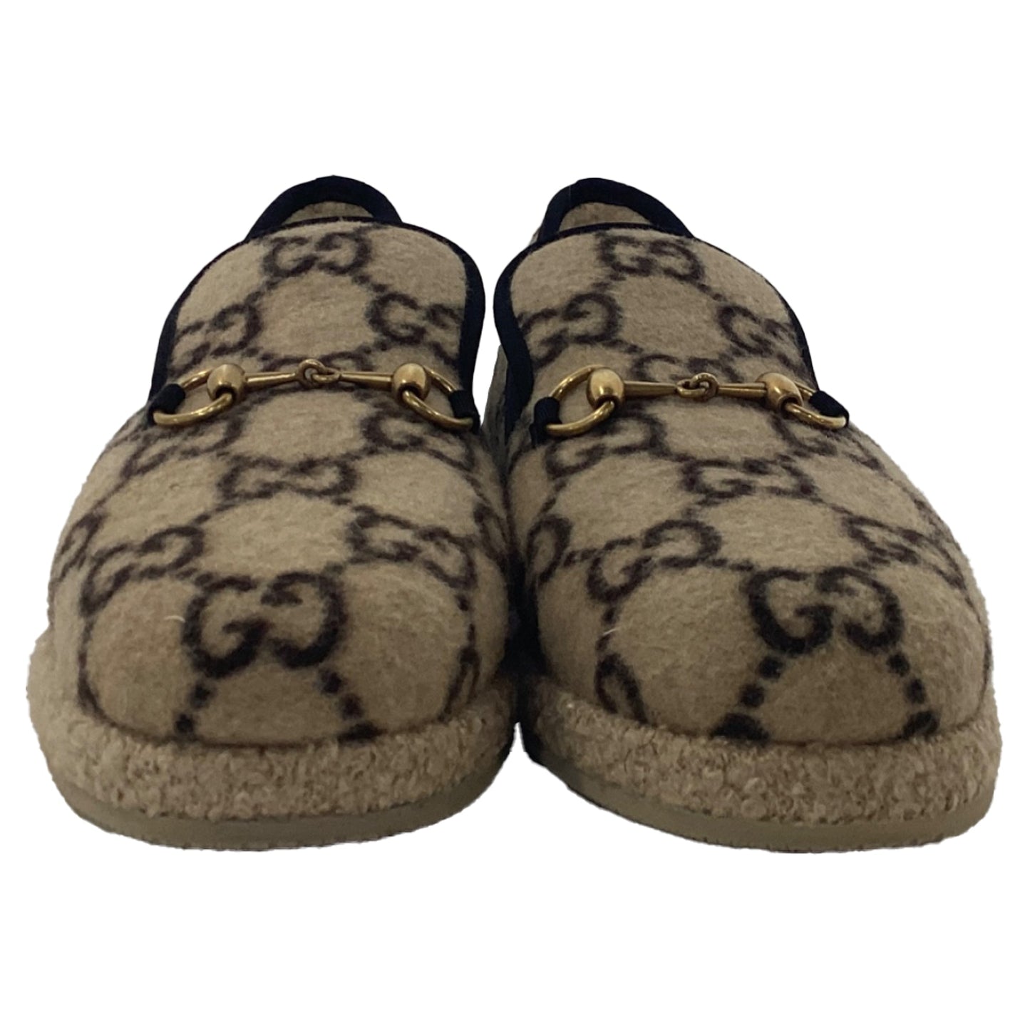Gucci Covered GG Monogram Fria Horsebit Loafers in Beige Wool