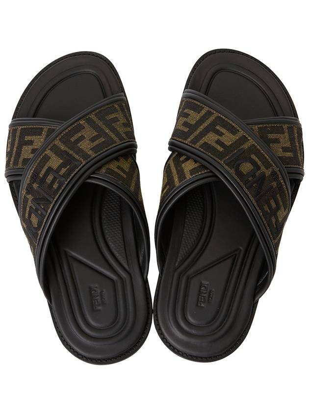 Luxury Fendi FF Logo Slipper Brown