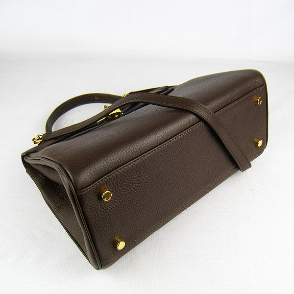 Luxury Hermes Kelly 32cm Togo Leather 6108 Dark Coffee Golden