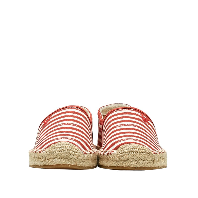 Louis Vuitton Espadrille Border Slipper Size 9 Red White Canvas Men Louis Vuitton