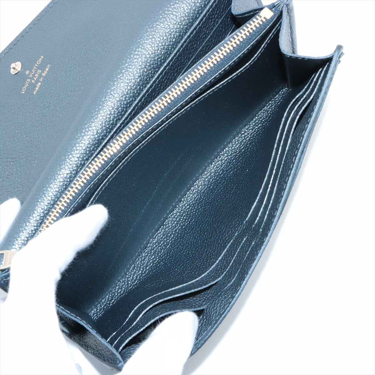 Louis Vuitton Monogram Emplant Portfoliosala NM M82668 Blue Long  Reaction Wallet