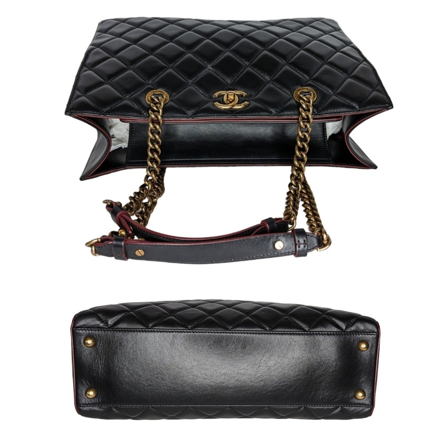 Luxury Chanel bag Black Quilted Calfskin Perfect Edge Tote
