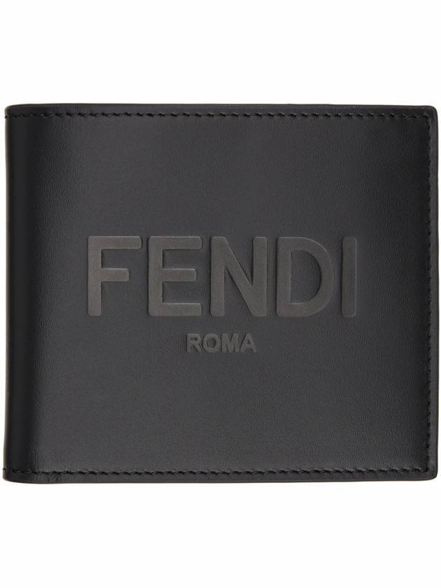 Luxury Fendi Logo Stamp Half Wallet Black