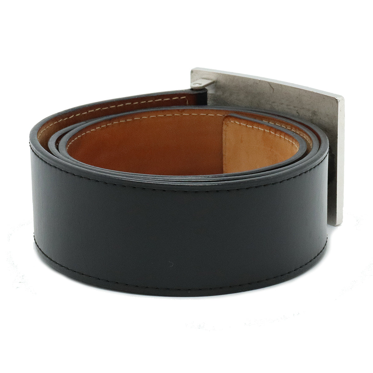 LOUIS VUITTON Louis Vuitton Sanctuary Jeans Belt Leather Black Black  Silver  #95 M6812T