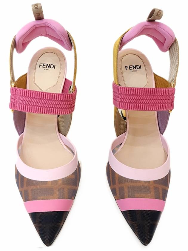Luxury Fendi Colibri Mesh Slingback Heel Pink