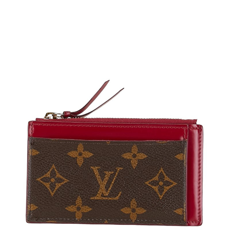 Louis Vuitton Monogram Portecourt Zip Coin Box Card Case M67889 Brown Wine Red PVC Leather  Louis Vuitton