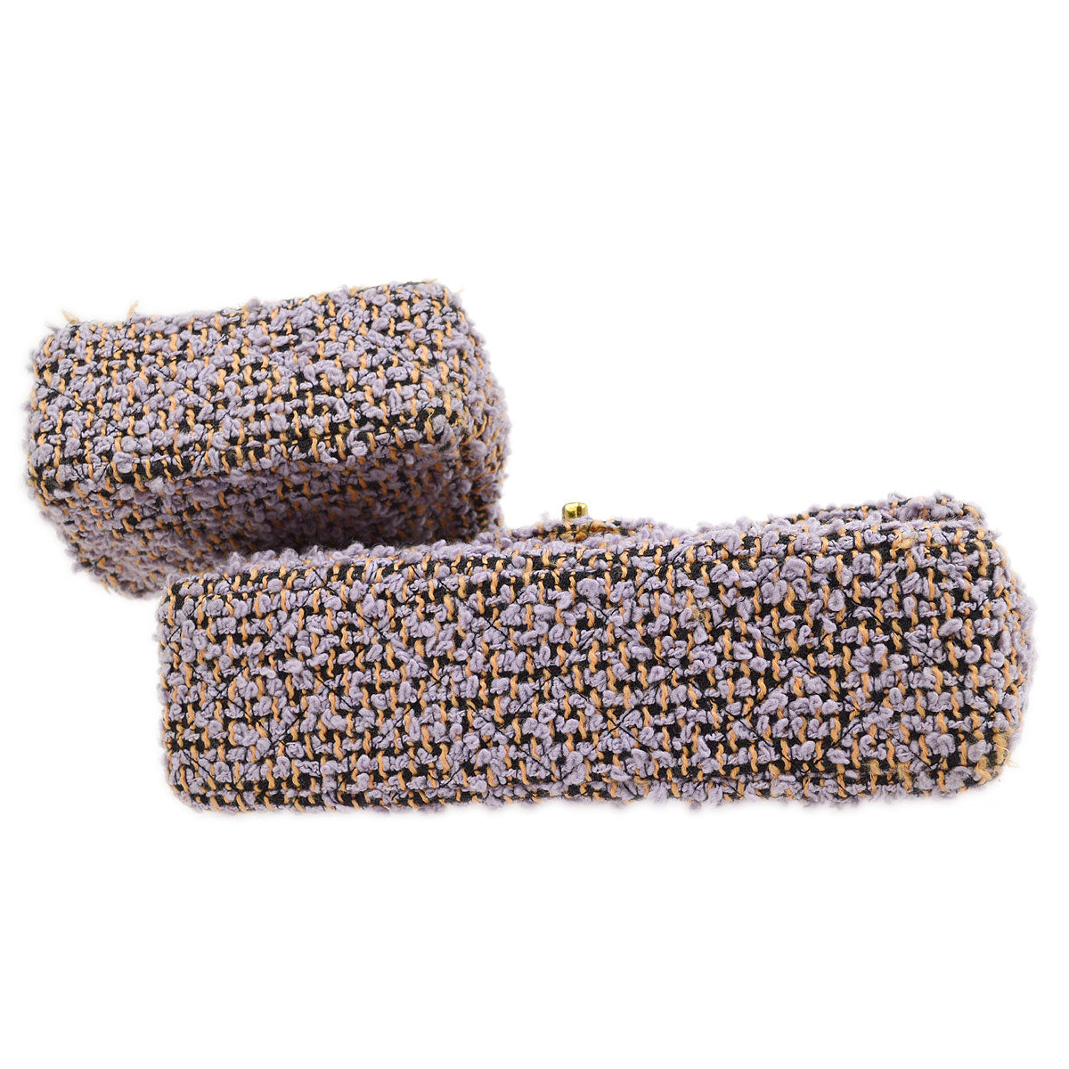 Luxury Chanel * 1994 Classic Flap Handbag Set Purple Tweed