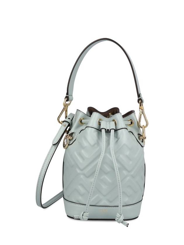 Luxury Fendi Mon Tresor FF Motif Leather Mini Bucket Bag Light Blue