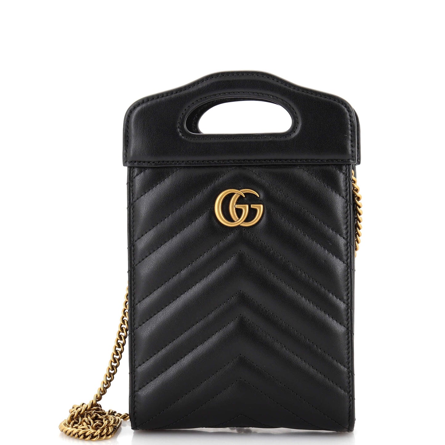 Luxury Gucci Trending 2025 GG Marmont Top Handle Convertible Chain Tote Matelasse Leather Mini