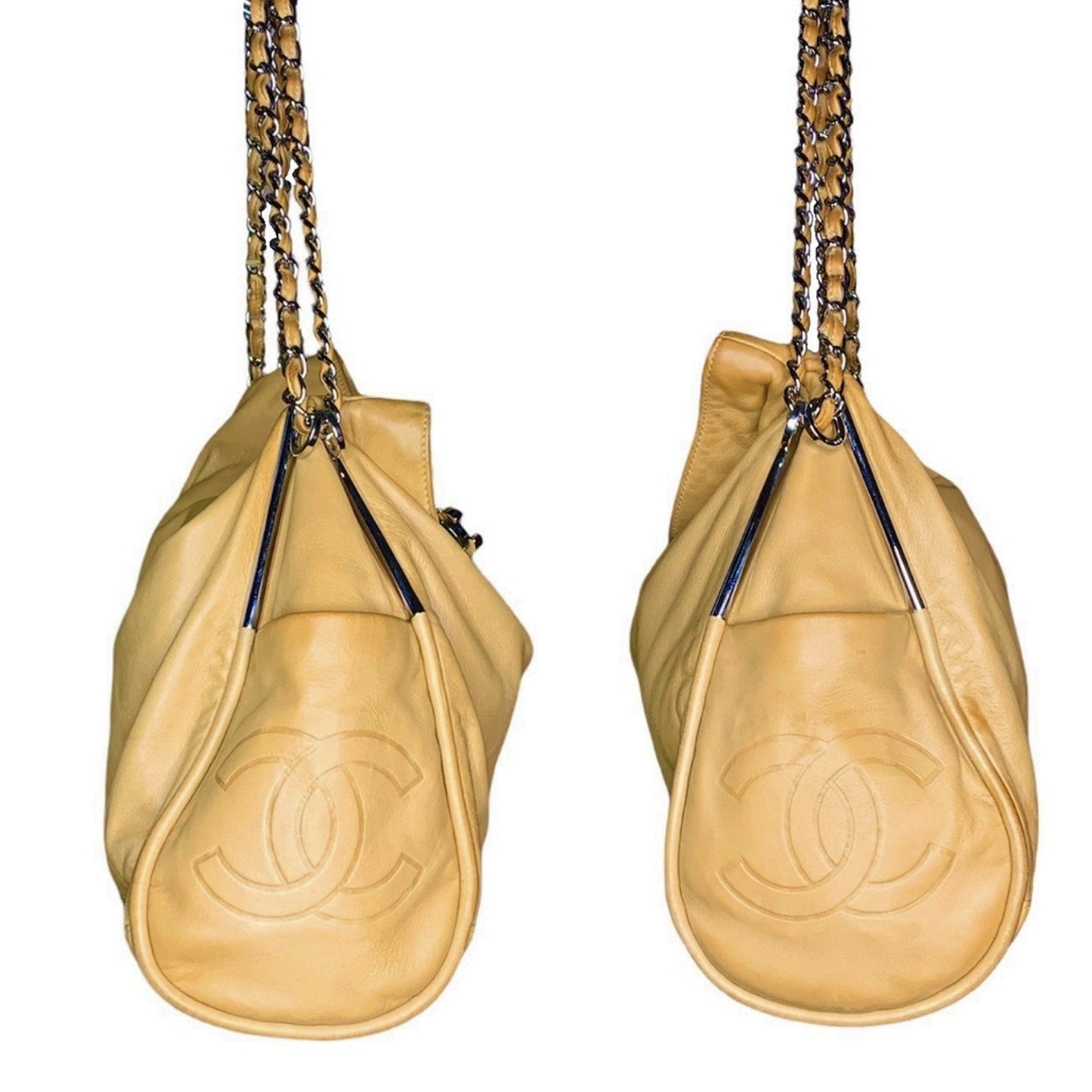 Luxury Chanel Ultra Soft Beige Lambskin Hobo
