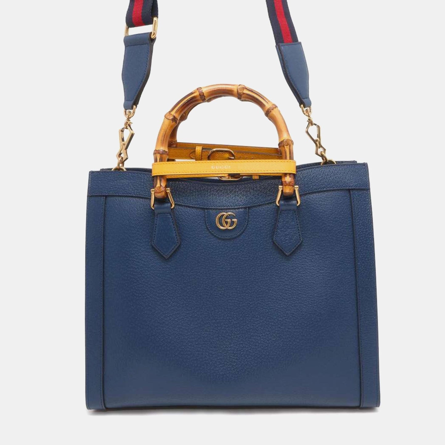 Luxury Gucci Trending 2025 Royal Blue Leather Medium Bamboo Diana Tote Bag