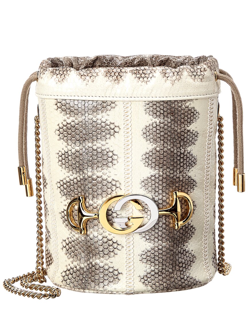 Gucci Zumi Mini Snakeskin Bucket Bag