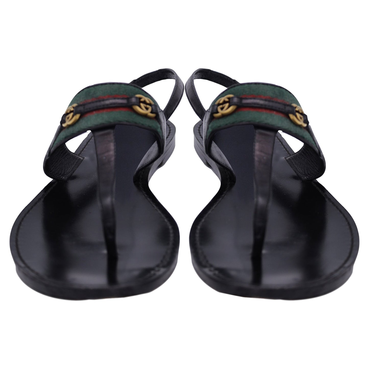 Gucci Interlocking G Web Sandals in Black Leather