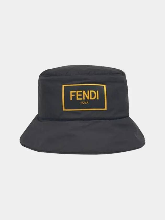 Luxury Fendi Roma Nylon Bucket Hat Black