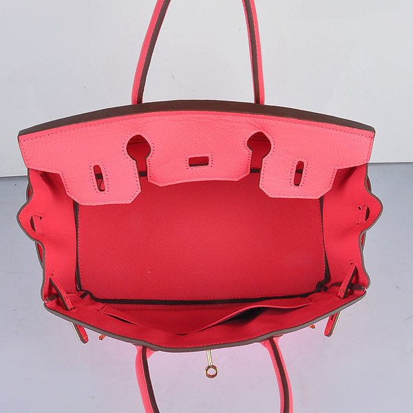 Luxury Hermes Birkin 30cm Togo Leather Handbags Lip Pink Golden