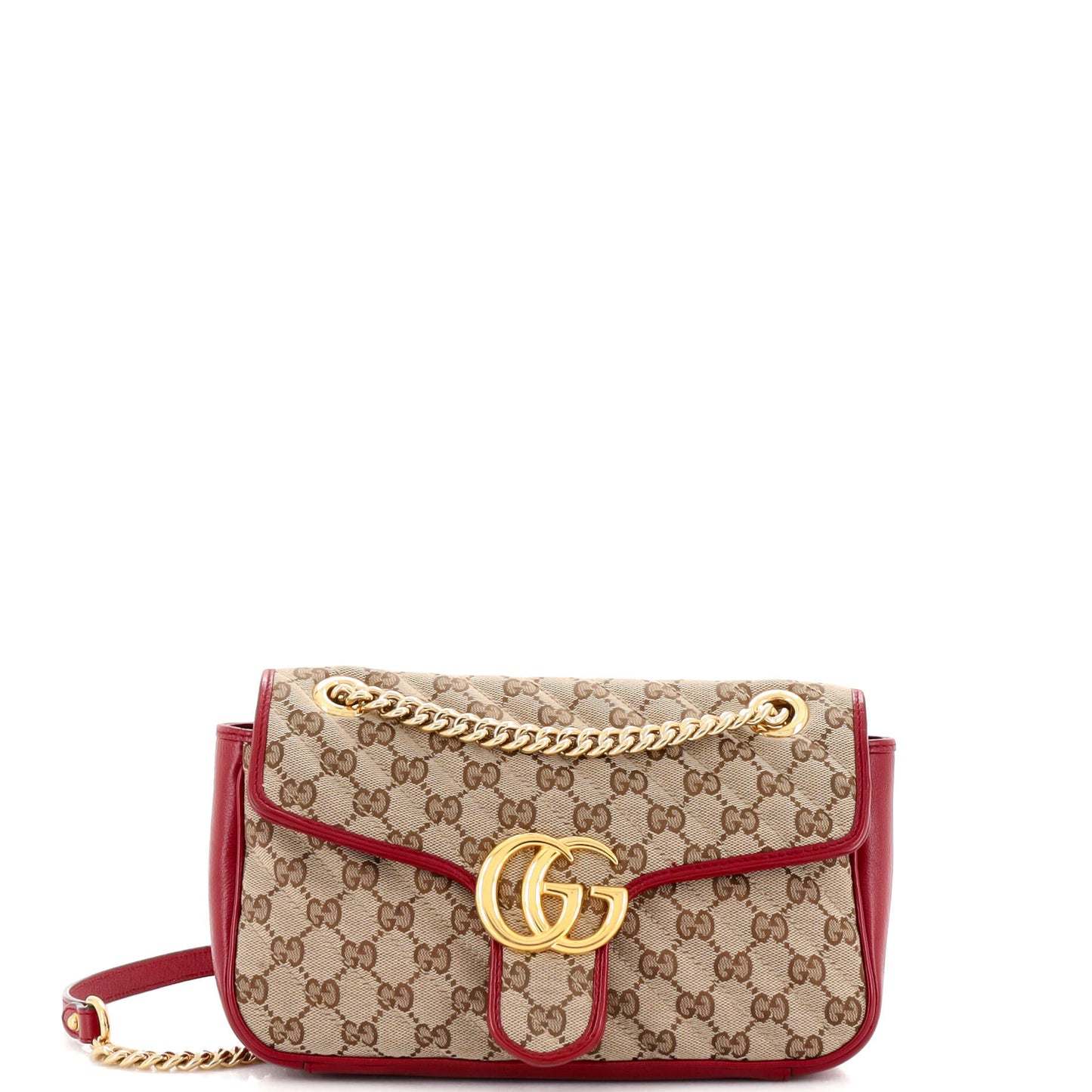Luxury Gucci Trending 2025 GG Marmont Flap Bag Diagonal Quilted GG Canvas Small