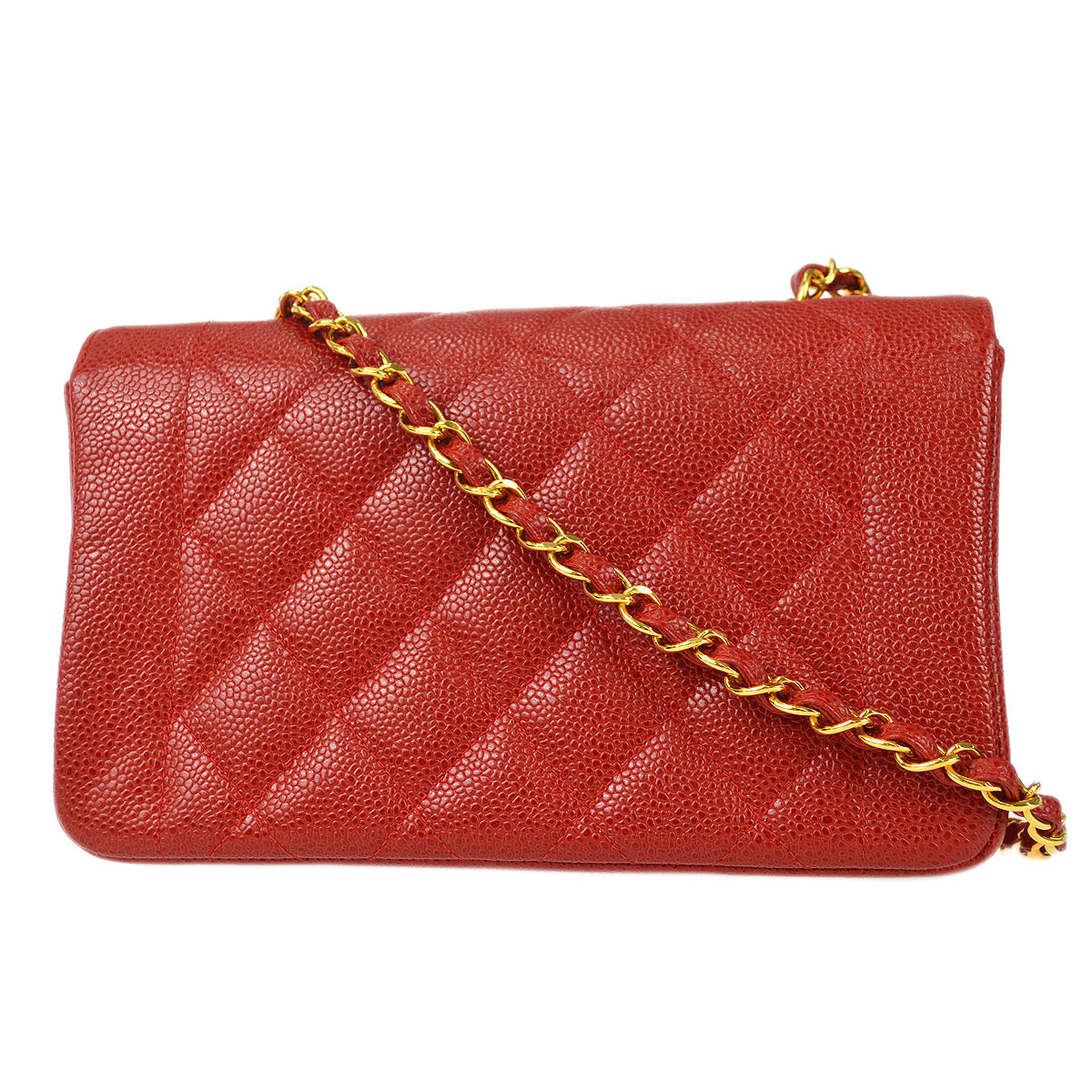 Luxury Chanel 1994-1996 Small Diana Chain Shoulder Bag Red Caviar