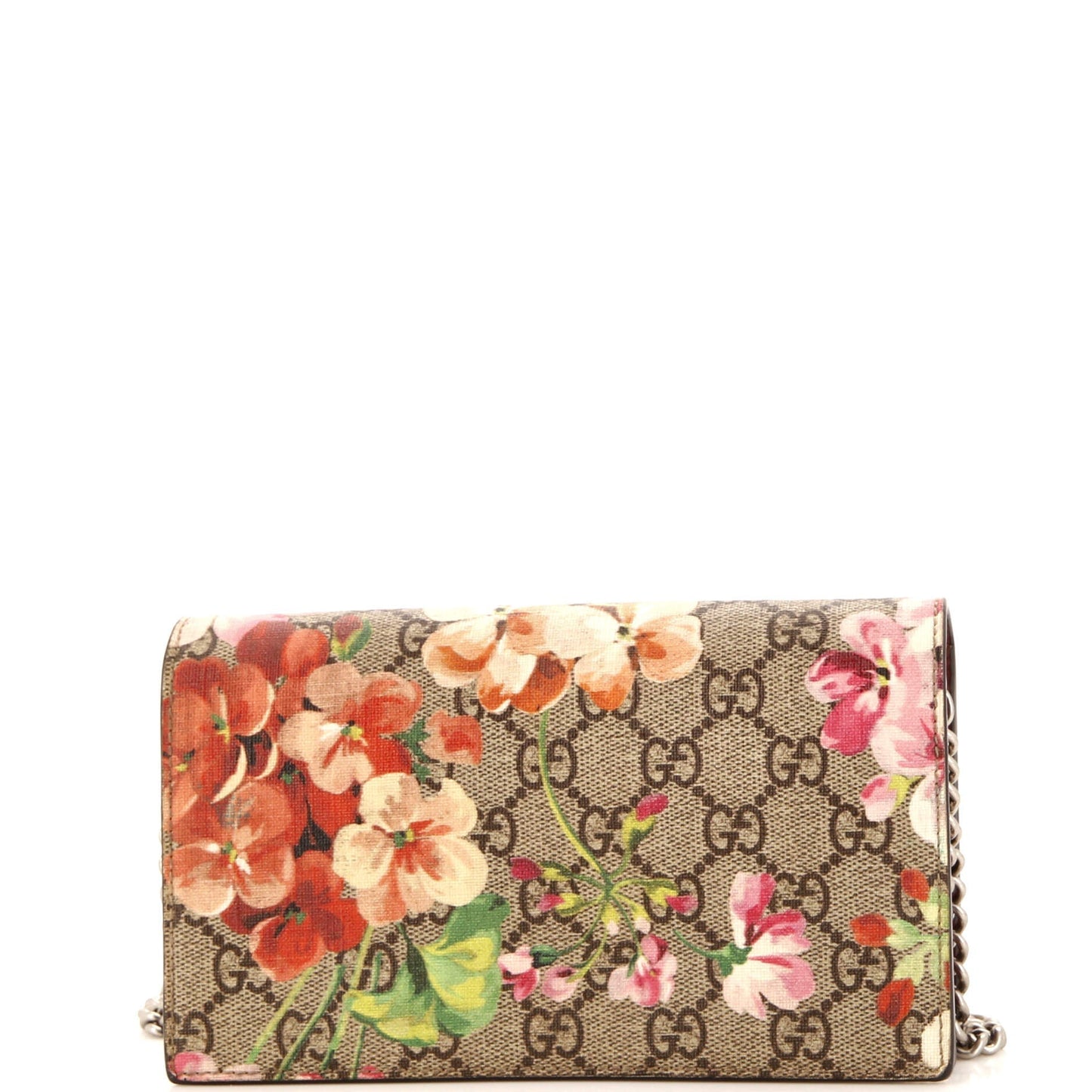 Luxury Gucci Trending 2025 Chain Wallet Blooms Print GG Coated Canvas